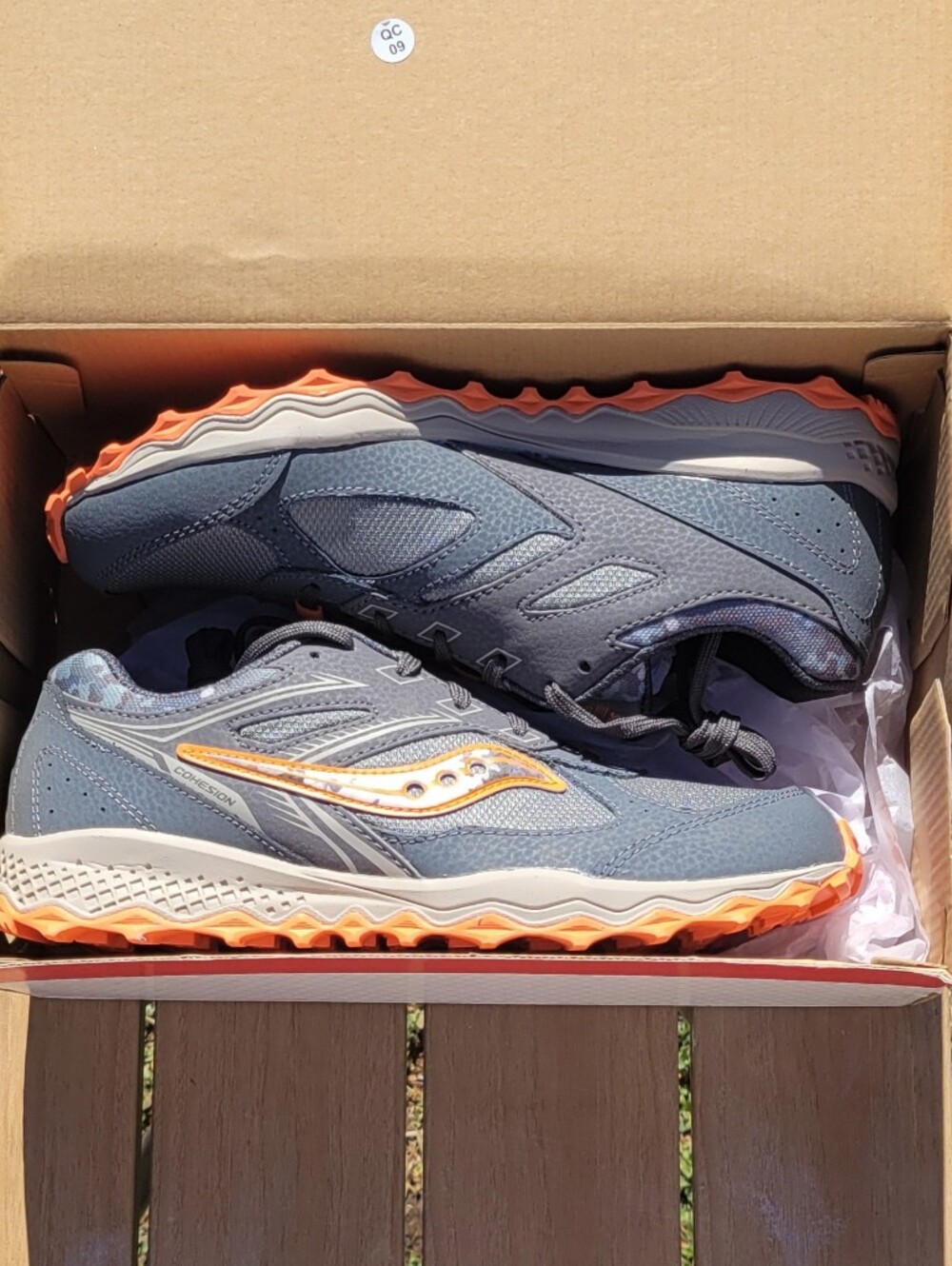 Men's Running Shoes - Gray with Orange Accents